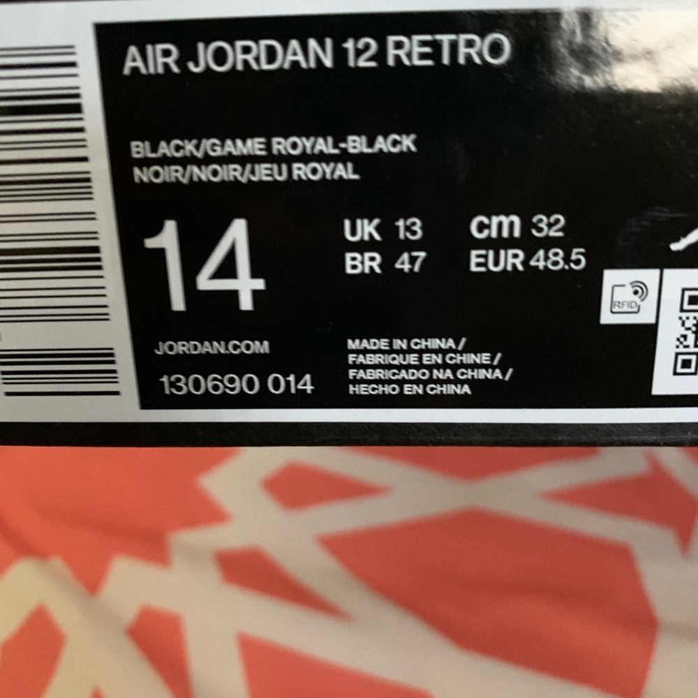 Air Jordan 12 blk/game royal size 14